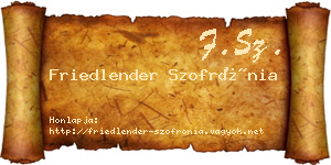 Friedlender Szofrónia névjegykártya